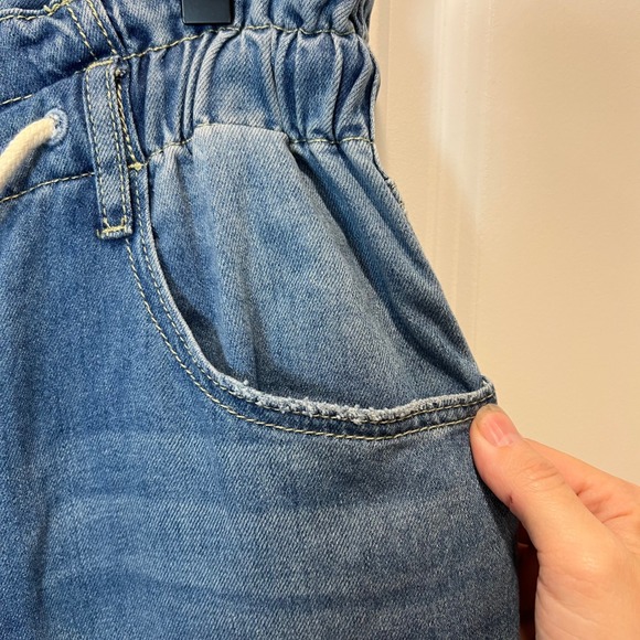 Wonderly Denim Wide Leg Paperbag Waist Jeans Cropped Blue Women's size 10 - Picture 2 of 13